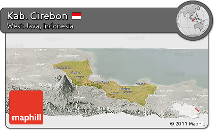 Satellite Panoramic Map of Kab. Cirebon, lighten, semi-desaturated