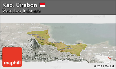 Satellite Panoramic Map of Kab. Cirebon, lighten, semi-desaturated