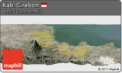 Satellite Panoramic Map of Kab. Cirebon, semi-desaturated