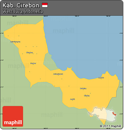Savanna Style Simple Map of Kab. Cirebon, single color outside