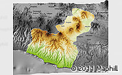 Physical 3D Map of Kab. Garut, darken, desaturated