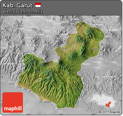 Satellite Map of Kab. Garut, lighten, desaturated