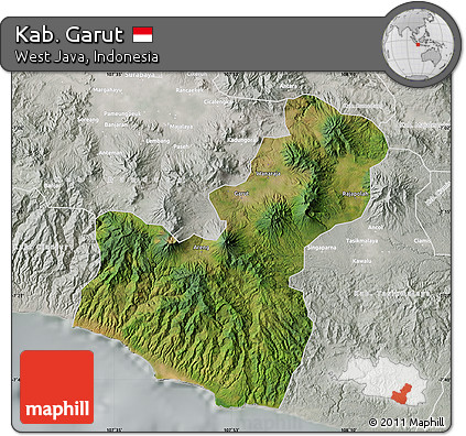 Satellite Map of Kab. Garut, lighten, semi-desaturated