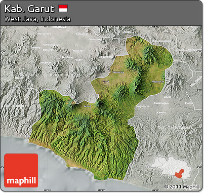 Satellite Map of Kab. Garut, lighten, semi-desaturated