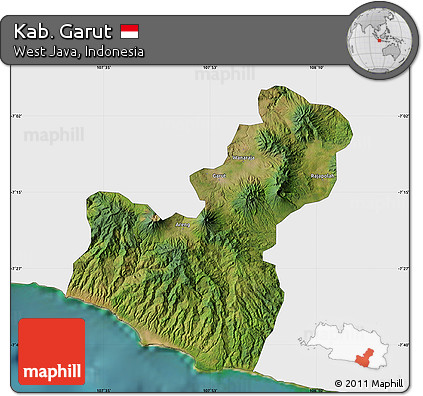 Satellite Map of Kab. Garut, single color outside
