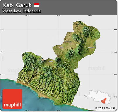 Satellite Map of Kab. Garut, single color outside