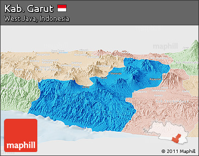 Political Panoramic Map of Kab. Garut, lighten
