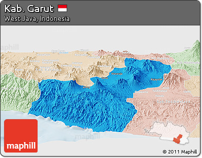 Political Panoramic Map of Kab. Garut, lighten
