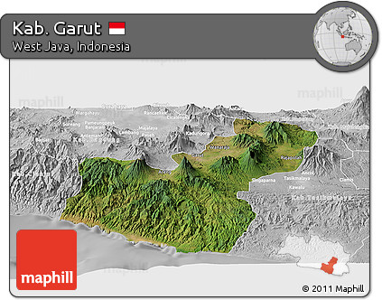 Satellite Panoramic Map of Kab. Garut, lighten, desaturated