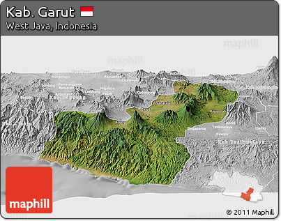 Satellite Panoramic Map of Kab. Garut, lighten, desaturated