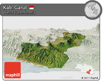 Satellite Panoramic Map of Kab. Garut, lighten