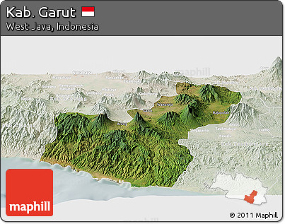 Satellite Panoramic Map of Kab. Garut, lighten