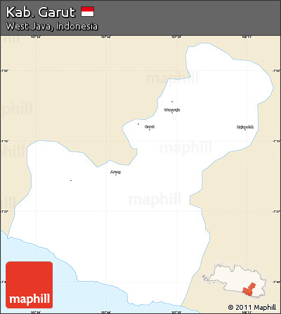 Classic Style Simple Map of Kab. Garut, single color outside