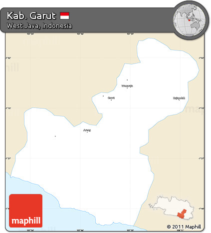 Classic Style Simple Map of Kab. Garut, single color outside