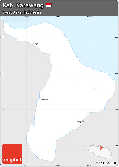 Silver Style Simple Map of Kab. Karawang, single color outside