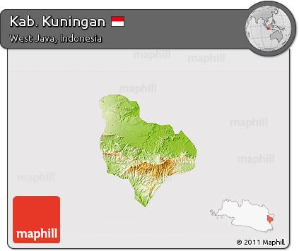 Physical 3D Map of Kab. Kuningan, cropped outside