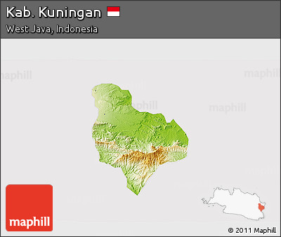 Physical 3D Map of Kab. Kuningan, cropped outside