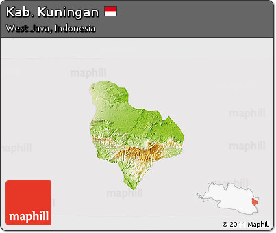 Physical 3D Map of Kab. Kuningan, cropped outside