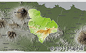 Physical 3D Map of Kab. Kuningan, darken, semi-desaturated