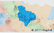 Political 3D Map of Kab. Kuningan, lighten