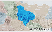 Political 3D Map of Kab. Kuningan, lighten, semi-desaturated