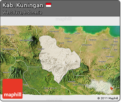 Shaded Relief 3D Map of Kab. Kuningan, satellite outside