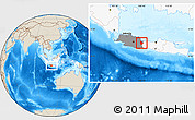Shaded Relief Location Map of Kab. Kuningan, highlighted country, highlighted parent region