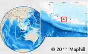 Shaded Relief Location Map of Kab. Kuningan, highlighted country