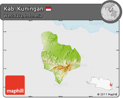 Physical Map of Kab. Kuningan, single color outside