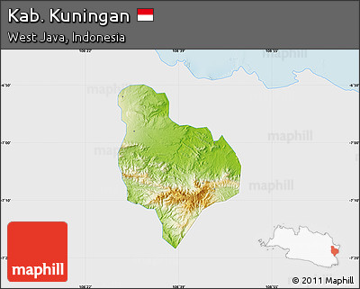 Physical Map of Kab. Kuningan, single color outside