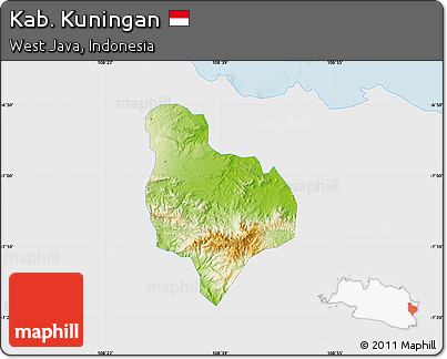 Physical Map of Kab. Kuningan, single color outside