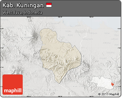 Shaded Relief Map of Kab. Kuningan, lighten, semi-desaturated