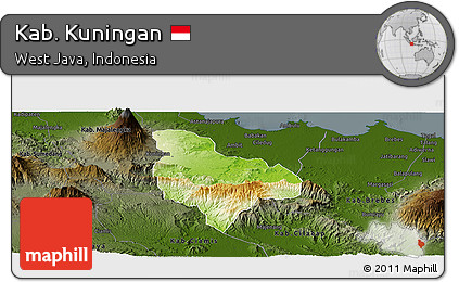 Physical Panoramic Map of Kab. Kuningan, darken