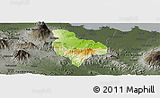 Physical Panoramic Map of Kab. Kuningan, darken, semi-desaturated