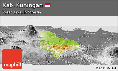 Physical Panoramic Map of Kab. Kuningan, desaturated