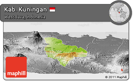 Physical Panoramic Map of Kab. Kuningan, desaturated