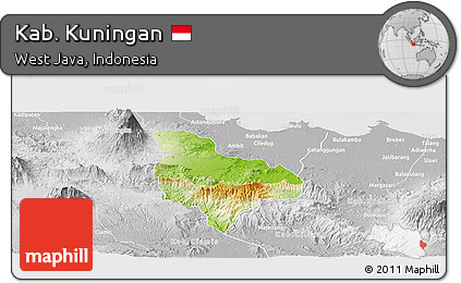Physical Panoramic Map of Kab. Kuningan, lighten, desaturated