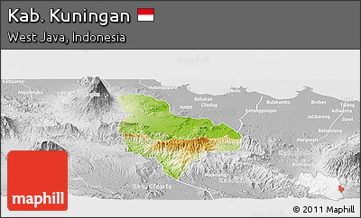 Physical Panoramic Map of Kab. Kuningan, lighten, desaturated