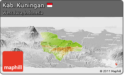 Physical Panoramic Map of Kab. Kuningan, lighten, desaturated