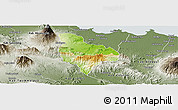 Physical Panoramic Map of Kab. Kuningan, semi-desaturated