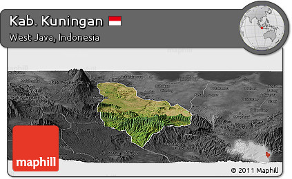 Satellite Panoramic Map of Kab. Kuningan, darken, desaturated