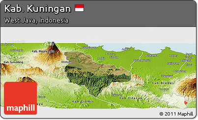 Satellite Panoramic Map of Kab. Kuningan, physical outside