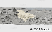 Shaded Relief Panoramic Map of Kab. Kuningan, darken, semi-desaturated