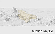 Shaded Relief Panoramic Map of Kab. Kuningan, lighten, desaturated