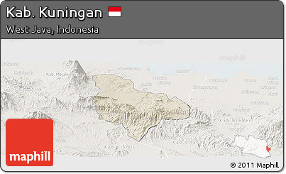 Shaded Relief Panoramic Map of Kab. Kuningan, lighten