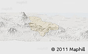 Shaded Relief Panoramic Map of Kab. Kuningan, lighten, semi-desaturated