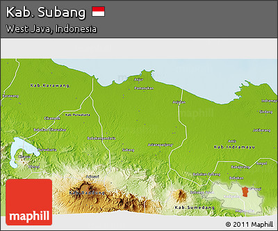 Physical 3D Map of Kab. Subang