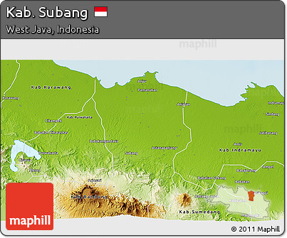 Physical 3D Map of Kab. Subang