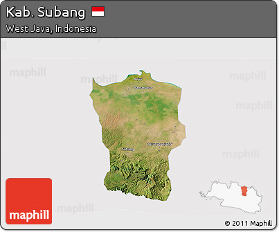 Satellite 3D Map of Kab. Subang, cropped outside