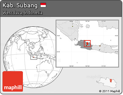 Blank Location Map of Kab. Subang, highlighted country, highlighted parent region